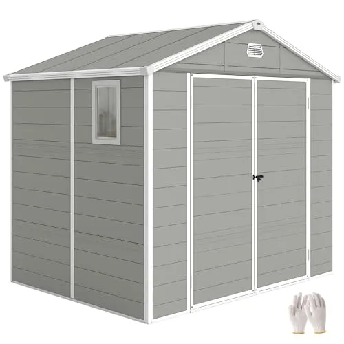 Outsunny Gerätehaus 4,1m² - Robuster Geräteschuppen mit Satteldach - Robustes Kunststoff-Gartenhaus von Outsunny mit abschließbarer Tür und Lüftungsöffnungen. Ideal für die sichere Lagerung von Gartengeräten und Zubehör, langlebig und wetterbeständig.