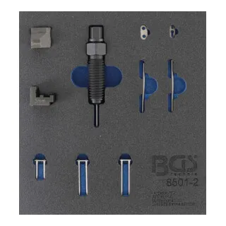 BGS 8501-2 Werkstattwageneinlage - Ergänzungssatz für Steuerketten-Nietgerät (Art. 8501), geeignet für 3 mm Kettenbolzen. Profiqualität: Original BGS-Qualität für präzises Arbeiten.