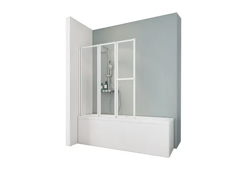 Schulte Badewannenfaltwand Komfort, 3 mm Sicherheitsglas, (3 tlg), 126x140 cm, mit Handtuchhalter, Klar, Weiß