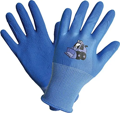 Land-Haus-Shop Kinder Arbeitshandschuhe Gartenhandschuhe Kinder Arbeits Garten Handschuhe blau Bagger