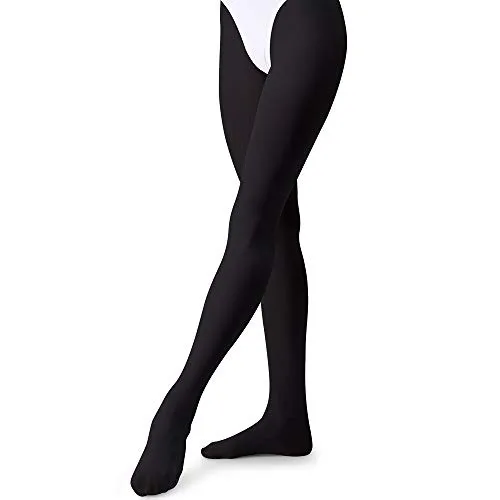 tanzdunsje Ballett Strumpfhose Kinder Tanzstrumpfhose mit Fuß für Mädchen und Damen,Schwarz S