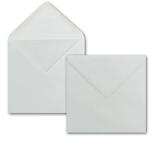 Briefumschlag Quadratisch 15 x 15 cm in Weiß - 100g/m²- Nassklebung mit spitzer Verschlussklappe - Für ganz besondere Anlässe 50 x