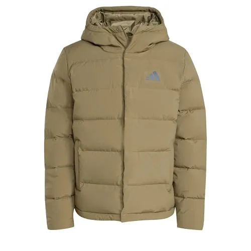 adidas Men's Helionic Climawarm Daunenjacke mit Kapuze Olive Strata S