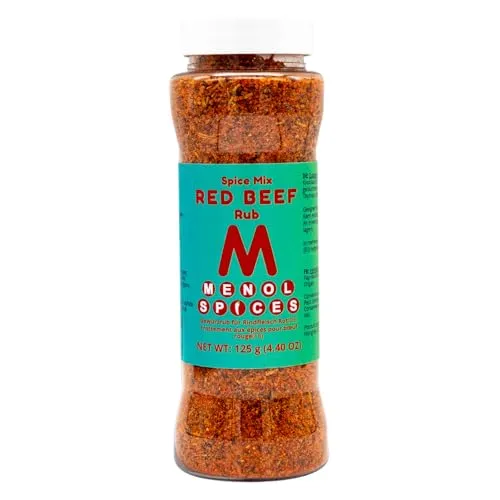 Menol Spices Red Rindfleisch BBQ Gewürz Rub 125g, -20% Salz, BBQ Rub, BBQ Gewürze, Grill gewürze, Barbecue Rub, Fleischgewürz, Steakgewürz, Gewürzsalz, Veganes Gewürz, Gourmet Gewürz, Ohne MNG