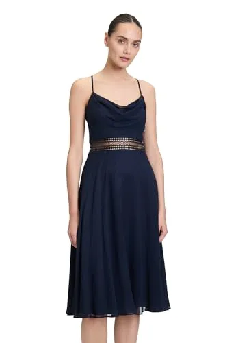 Vera Mont Damen Cocktailkleid mit Wasserfallausschnitt Night Sky, 42 - Elegantes Cocktailkleid für Damen mit zauberhafter Stickerei an der Taille, taillierter Passform und verstellbaren Trägern für perfekten Sitz. Ideal für festliche Anlässe.