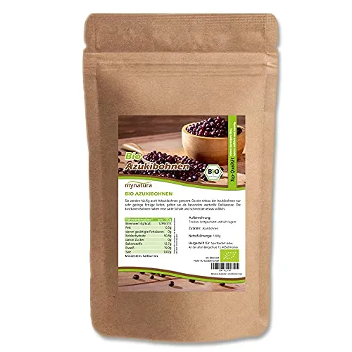 Mynatura Bio Azukibohnen ganz | Japanische rote Bohnen | Hülsenfrucht | Proteinquelle | Vegan | Ideal für Salate, Suppen, Eintöpfe, Currys | Vegetarisch | Asiatische Küche | 1kg Beutel (1kg)