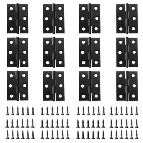 EUZUXU 12 Stück Klappbare Scharniere 44mm × 32mm, Edelstahl Türscharniere, Hintere Scharniere, Türscharnier für Türen Fenster mit 72 Stück Schrauben