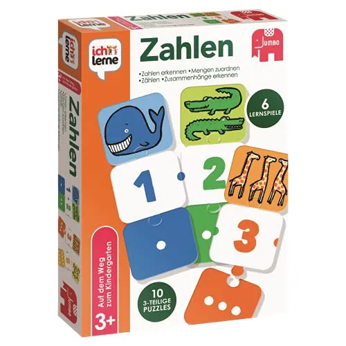 Jumbo Spiele 19547 ich lerne Zahlen - Lernspiel für Kinder ab 3 Jahren für 1 bis 4 Spieler Mehrfarbig One Size