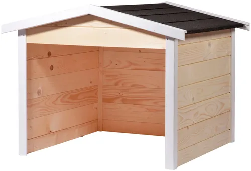 dobar® Mährobotergarage aus Holz - Robuster Unterstand für Rasenroboter - Mähroboterzubehör: Stabiler Unterstand aus Kiefernholz mit wasserdichtem Bitumendach, schützt zuverlässig vor Wind und Wetter - Ideal für eine lange Lebensdauer Ihres Mähroboters.
