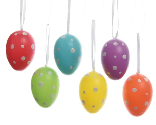 Ostereier zum Aufhängen mit Punkte Muster 5cm bunt 8 Stück von Decoris
