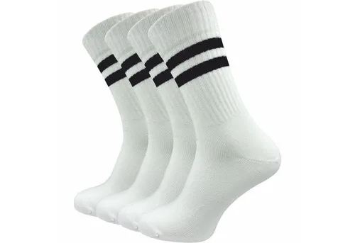 GAWILO Tennissocken für Herren mit Retro Streifen - sehr hochwertig (4 Paar) Retro Socken mit verstärkter Ferse und Spitze - made in Europe