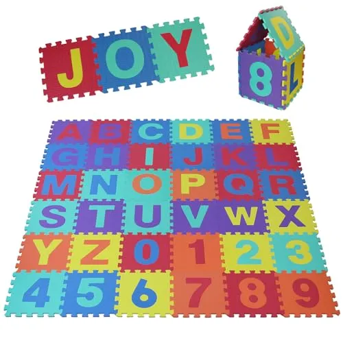ALPIDEX Kinder Puzzlematten 86-teilig – Buchstaben & Zahlen - Vielseitige 36-teilig Puzzlematte aus robustem EVA-Schaum, ideal für drinnen und draußen. Fördert spielerisch die Feinmotorik und Kreativität der Kinder. Mit rutschfester Oberfläche für sicheren Spielspaß!