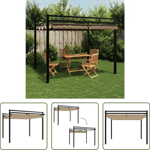The Living Store Gartenpavillon 3x3 m mit ausziehbarem Dach