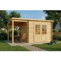 Alpholz Gartenhaus Maria mit Schleppdach - Robust und Vielseitig - Holzhäuser: 28mm Wandstärke aus nordischer Fichte, wind- und wasserundurchlässig, ideal als Lagerraum oder gemütliche Gartenlaube. Einfache Montage mit Anleitung.