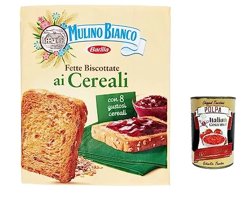 3x Mulino Bianco Fette biscottate ai cereali 315g Getreide Zwieback Kekse + Italian Gourmet polpa 400g