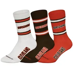 NFL Unisex Socken, 3er Pack - NFL Teams, 3Pack Crew Socks, Football, Logo, Baumwollmischung Cleveland Browns 43-46