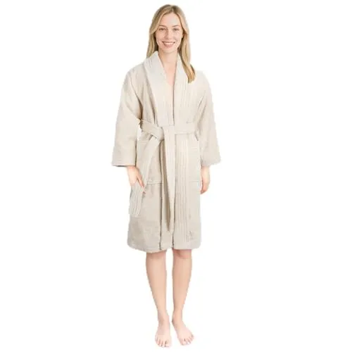 Hammetex Bademantel aus 100% Baumwolle für Paare, Beige - Hochwertiger Unisex-Bademantel aus 400 g/m² Frottee – weich, saugfähig und ideal für entspannte Momente zu Hause oder in der Sauna.
