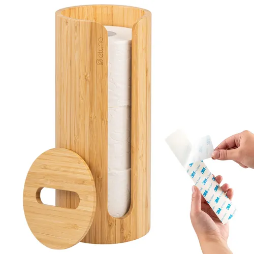 eluno Toilettenpapier Aufbewahrung aus Bambus für 3 Rollen in braun von eluno
