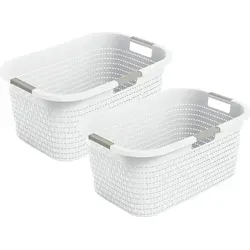 Rotho 2er-Set Wäschekorb 40L Country in weiß von Rotho