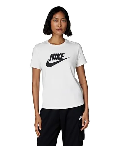 Nike DX7906-100 W NSW Tee ESSNTL ICN FTRA T-Shirt Damen - White/Black, Größe XS - Sportshirt für Damen mit Nike-Logo, ideal für Gelegenheitssport und modische Freizeitlooks.