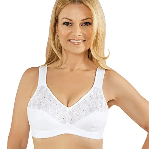 Speidel Soft-BH Damen mit Batiststickerei am Obercup Entlastungsträger, Verstellbar hinten Weiß 100B