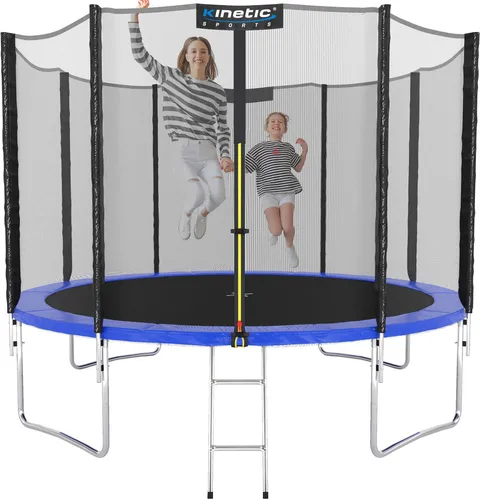 KINETIC SPORTS Trampolin Outdoor SALTO Ø 244 cm - Hochwertiges Gartentrampolin mit Sicherheitsnetz und Leiter, ideal für Kinder und Erwachsene bis 160 kg – perfekter Freizeitspaß und Trainingsgerät!