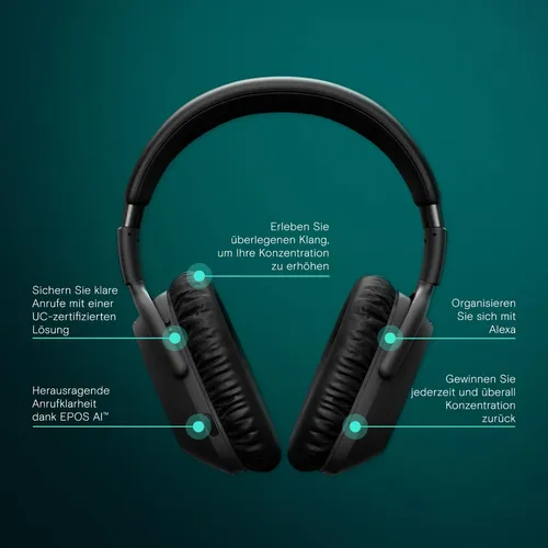 EPOS Adapt 661 - Bluetooth Kopfhörer mit Multi-Konnektivität, ideal für Anrufe und Musik mit Microsoft Teams Unterstützung