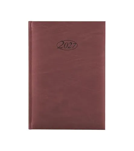 Buchkalender 2027 - Chefkalender in Bordeaux - Hochwertiger Buchkalender 2027 im DIN A5 Format mit 400 Seiten. Ideal für die tägliche Planung mit einer Seite pro Tag. Stilvoll in Bordeaux für professionelle Ansprüche.