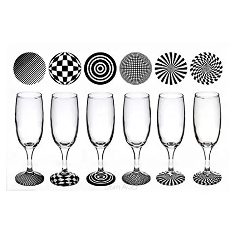EMH Sektglas 6er Set mit schwarz & weiß optischer Illusion Basis 150ml