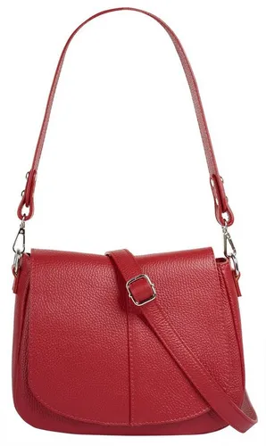 Umhängetasche CLUTY - Elegante Damenledertasche in Rot - Handtaschen, aus 100% Rindleder, Made in Italy; stilvoll und praktisch mit abnehmbarem Schultergurt und mehreren Fächern für optimale Organisation.