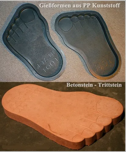 Trittsteine - 2 Giessformen für Betonfüße-Riese Yeti Füße.