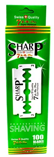 Razor Blades Club 100 Sharp 7Am Super-Platin Rasierklingen, Ersatzklingen für Sicherheitsrasierer, doppelschneidige Rasierklingen, platinbeschichtet für Herren