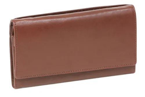 Damenlangbörse Geldbeutel LEAS in Echt-Leder, Börse Portemonnaie dunkelbraun