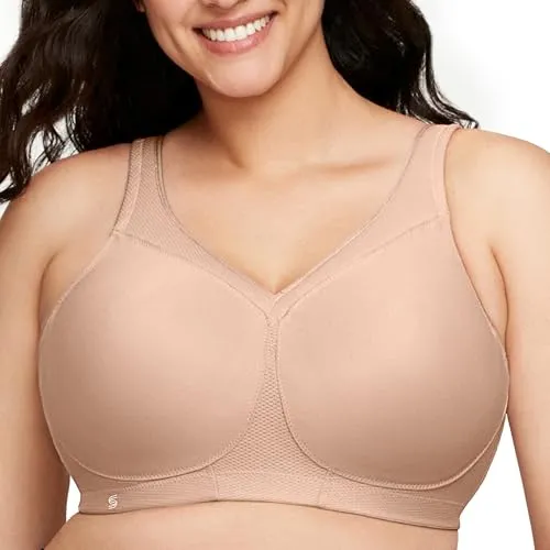 Glamorise Damen 1006 Sports Bra, Haut, 75F - Funktionsunterwäsche mit bügellosem MagicLift-Design für optimalen Halt und Komfort. Nahtlose Cups und feuchtigkeitsableitendes Material sorgen für ein angenehmes Tragegefühl.
