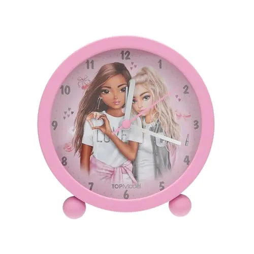 Depesche 13546 TOPModel My BFF - Wecker in Rosa für Kinder, mit Model-Motiv, lautlose Uhr mit Licht-Funktion, inklusive Batterie