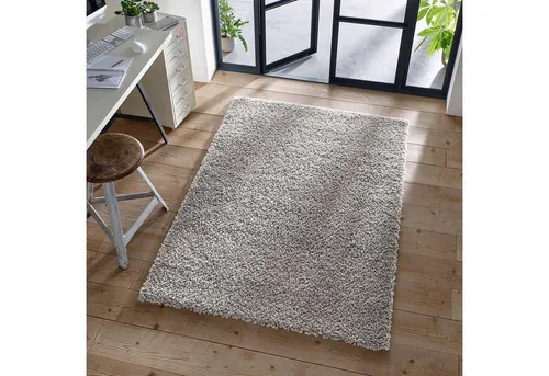 TaCa Home Langflor-Teppich Shaggy Teppich Langflor, rechteckig, Höhe: 35 mm, Wohnzimmer Esszimmer Schlafzimmer Kinderzimmer, Grau - 60 x 90 cm