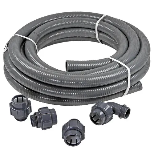 Anschluss-SET 12m FlexFit PVC Druckschlauch Ø 50mm - Schwimmbecken-Ersatzteile, flexibler und langlebiger Schlauch für optimale Poolverbindungen und einfache Installation.