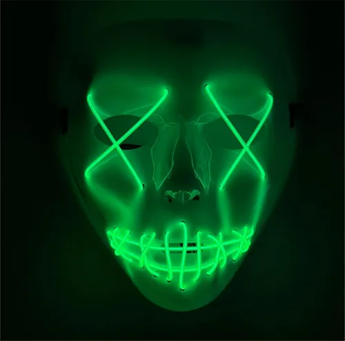 TK Gruppe Verkleidungsmaske LED Horror Maske inspiriert von Purge – mit 3 Leuchtmodi, (Packung), Steubar - drei Lichteffekten
