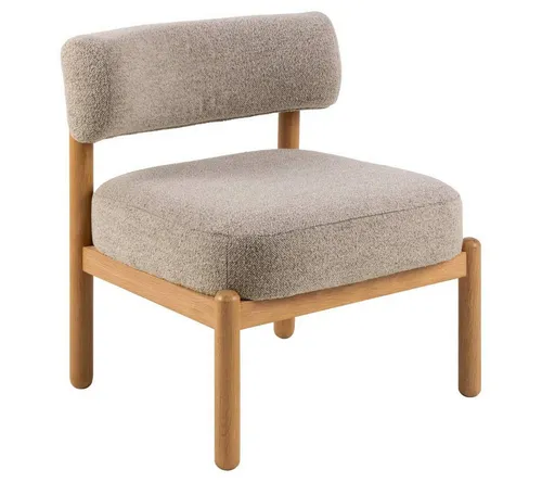 Carryhome Sessel Beige, Polstersessel mit Eiche-Füßen