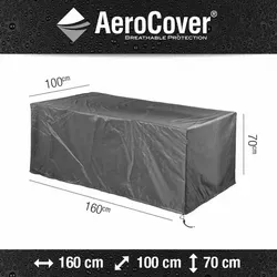 AEROCOVER Atmungsaktive Schutzhülle für Tische 160x100xH70 cm - Schutzhüllen für Gartenmöbel mit wasserabweisendem Ripstop Polyester-Gewebe, das Kondensbildung reduziert und Schimmelbildung vorbeugt – ideal für langlebige Gartenmöbel.
