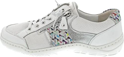Waldläufer K-Milena 612001-400-663 - Damen Sneaker in Weiß/Silber (Größe 39) - Bequemer Damen Sneaker mit herausnehmbarer Decksohle und rutschhemmender Laufsohle. Ideal für lose Einlagen, mit seitlichen Reißverschlüssen und Gummisenkeln für einfaches Reinschlüpfen.