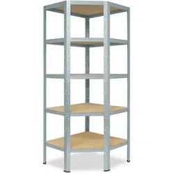 shelfplaza Eckregal HOME 180x60x30cm - Eckregal für Keller, Garage & mehr, mit 5 Böden und einer Tragkraft von bis zu 175 kg pro Boden. Ideal für professionelle Ordnung und hohe Stabilität.