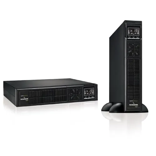 Tecnoware Power Systems, USV EVO DSP PLUS 1200, Schutz vor Stromausfällen, 8 IEC-Ausgänge, Autonomie bis 40 min, Energieeffizient, Intelligente Überwachung, Sowohl für Rack als auch für Tower geeignet