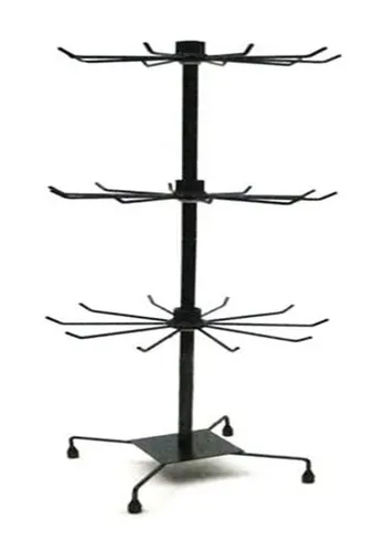 Yudu Schmuckständer – Drehbarer Verkaufsständer mit 3 Etagen - Schmuckständer aus Metall mit 3 drehbaren Kränzen, ideal für die Präsentation von Armbändern, Ketten und mehr. Werkzeugfreie Montage und platzsparend zusammenklappbar.