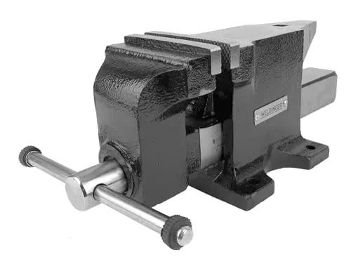 WELDINGER Schraubboss Ganzstahl-Schraubstock mit Amboss - Schraubstock mit 100 mm Backenbreite, integriertem Amboss und präzisen Rohrspannbacken für wackelfreies Arbeiten, ideal für Hobby- und Profischrauber.