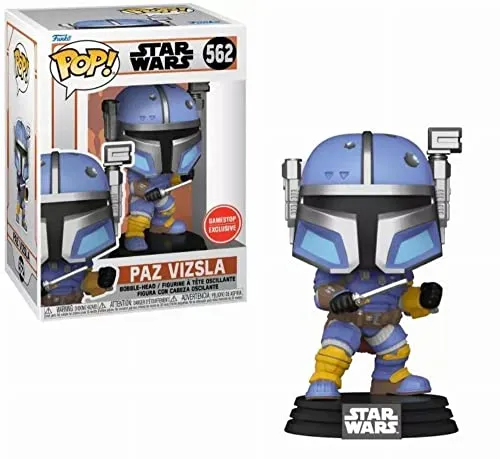 Funko The Mandalorian Paz Vizsla Pop! Vinyl Figure - Chibi Figuren, detailreiche Sammlerfigur aus der Star Wars Serie für Fans und Sammler.