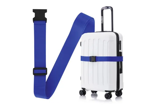 Flexot Koffergurt Koffergurt mit Clip-Schnalle, verstellbare Länge, Namensschild, (1-tlg), Flexibel anpassbarer und stabiler Gurt mit praktischer Schnalle