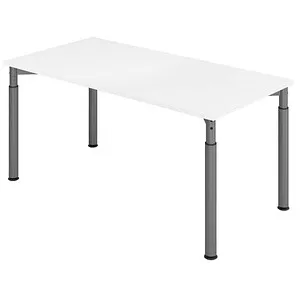 Hammerbacher Schreibtisch Y-Serie, höhenverstellbar in Weiß und Graphit - Kinderschreibtische, manuell höhenverstellbar für ergonomisches Arbeiten, ideal für wachsende Kinder und Jugendliche. Stabil und langlebig mit strapazierfähiger Melaminbeschichtung.