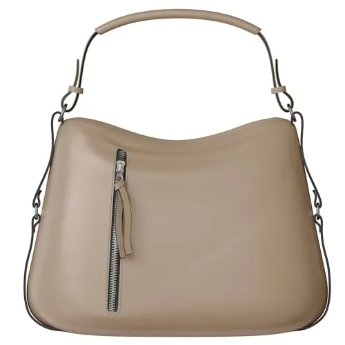 KMISSO Damen Shopper Tasche Hobo Bag Rucksackfunktion groß aus veganem Leder 30657 D.Taupe