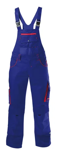 Fortis Herren-Latzhose twenty-four, blau/rot, Größe 52 - Latzhosen für Herren, strapazierfähig und ideal für handwerkliche Arbeiten oder Freizeitaktivitäten.